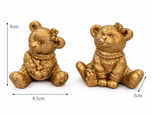 Set di 2 Statuette di Orsacchiotti Dorati in Resina, Ornamento Testurizzato Dorato, Scultura di Lusso, Decorazione <span class=keywords><strong>per</strong></span> Casa, Regalo di <span class=keywords><strong>Natale</strong></span> - Product Image 3