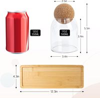 Pot en verre de 500 ml avec couvercle en liège rond, lot de 3, contenants de stockage en verre, petit pot à bonbons avec couvercle en liège pour aliments, poudre de matcha, sucre