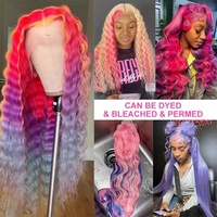 Perruque Full Lace Deep Wave naturelle Blonde 613, 30 pouces, perruque Lace Frontal Wig transparente Deep Wave