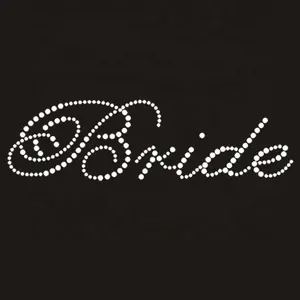 Iron on crystal team bride design hotfix rhinestone motif transfer for t shirts