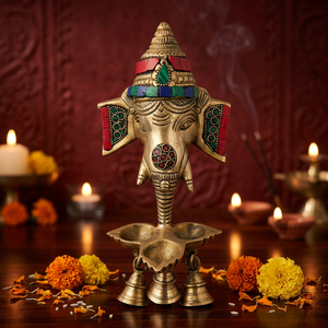 Lampe murale Ganesh en laiton de qualité supérieure avec clochettes, sculpture indienne artisanale à prix de gros - Product Image 6