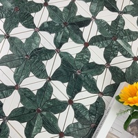 Mosaïque de marbre vert émeraude écologique haut de gamme, motif floral, polie, taille personnalisée pour villa, chambre d'hôtel, décoration de luxe, vente en gros