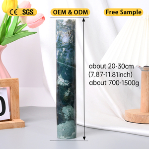 หินมอสอาเกตทรงกระบอกธรรมชาติแกะสลักด้วยมือสำหรับตกแต่งและบำบัดรักษา - Product Image 3