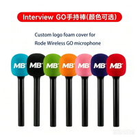 Mousse personnalisée pour microphone sans fil GO II avec mini micro-cravate, bonnette anti-vent portable et housse en éponge imprimée pour les interviews