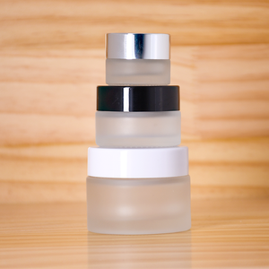 Contenitore per la cura della pelle all'ingrosso vuoto barattolo di vetro smerigliato con oro nero <span class=keywords><strong>argento</strong></span> coperchio in oro bianco - Product Image 5