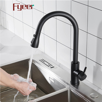 Fyeer – robinet d'évier de cuisine sans contact, vaporisateur extractible à capteur automatique, noir mat