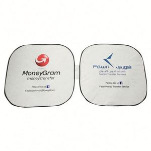 Promotional Gift Retractable Universal Size Custom Silver Polyester Sunshade with Storage Bag for Car with logo - Product Image 3