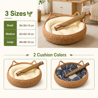 Coussin pour chat tressé écologique et respirant, semi-fermé, en herbe naturelle, coton PP et bambou, toutes saisons, tapis d'été 35-48cm