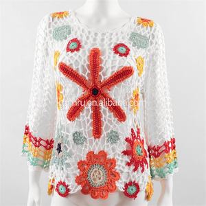 فستان مصمم من JINRU، غطاء يدوي الصنع من الخيوط، كروشيه مزين بالزهور، ملابس سباحة نسائية مجوفة للشاطئ، فساتين تغطية للشاطئ - Product Image 4