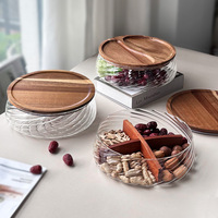 Acacia houten glazen licht luxe retro W-36 fruit- en notenbak woonkamer opbergplateau