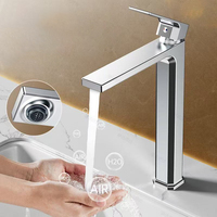 Robinet de lavabo haut gris anthracite en alliage de zinc à levier unique pour appartement et hôtel, vente en gros
