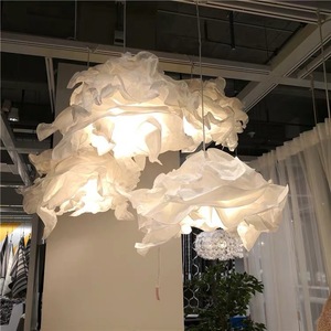 Lustre nuage nordique minimaliste moderne, source de lumière LED E26, abat-jour rond en papier à tête unique pour salon - Product Image 2