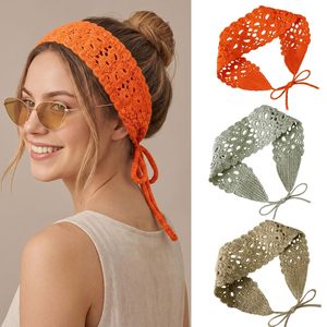 Fasce per capelli da donna all'uncinetto, bandane floreali elastiche, fasce vintage lavorate <span class=keywords><strong>a</strong></span> maglia con fiori - Product Image 6