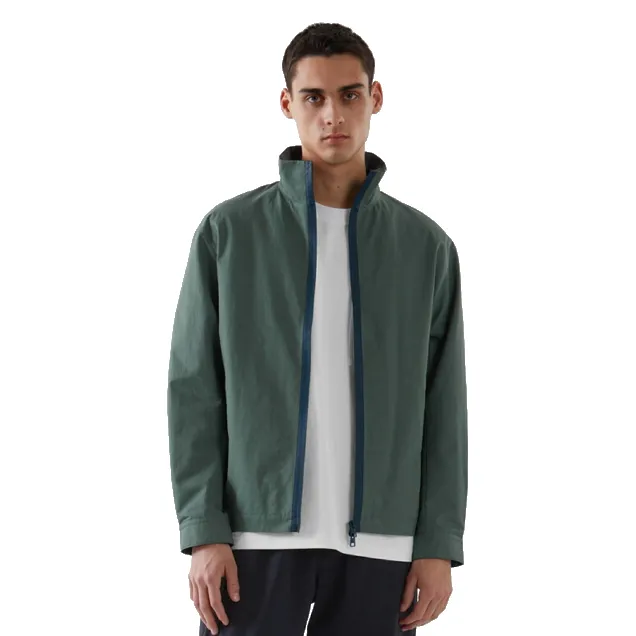 Dark green spring casual fashion men's waterproof zip up outdoor windbreaker blank jacket sports