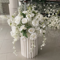 F-FC020 Grande boule de fleurs décorative blanche et verte, boule de fleurs artificielle en soie, centre de table pour arrangements de mariage