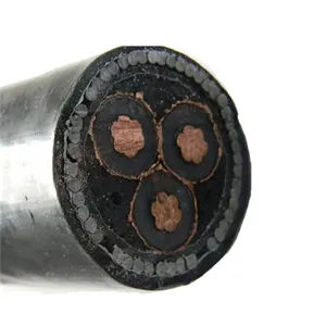 Gaine de PVC de conducteur de cuivre de tension moyenne 11kV 3 câble d'alimentation du noyau 95mm2 XLPE