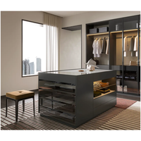 Haute qualité personnalisé moderne promenade dans le placard organisateur laque gris foncé armoire à vêtements conception de garde-robe avec coiffeuse