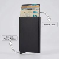 Portefeuille mince en aluminium vierge avec logo personnalisé pour hommes, porte-cartes de crédit RFID pour le bureau, vente en gros