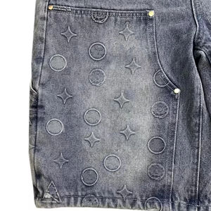 Pantalones cortos vaqueros de algodón puro para hombre de alta calidad, diseño personalizado, patrón sólido, bolsillo, clásico, informal, estilo Hip Hop, venta al por mayor, teñido liso - Product Image 3