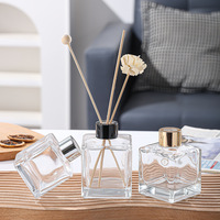 Bouteille en verre carrée vide dépolie pour diffuseur de parfum d'ambiance, avec bouchon à vis, pour huiles aromatiques, sérigraphie, décoration intérieure