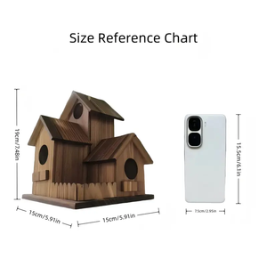 Ahşap otomatik kuş besleyici 3 delik ahşap yuvalama kutusu katı ahşap yuva yetiştiriciliği Birdhouse açık ahşap asılı kuş besleyici - Product Image 6
