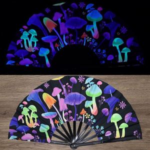 Grand éventail pliant Mushroom Rave pour femmes, artisanat holographique de style chinois traditionnel pour la décoration de la maison - Product Image 3