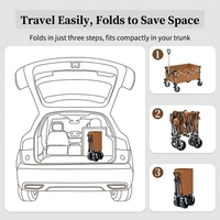 Chariot de camping pliable nouvelle génération avec roues tout-terrain en acier haute teneur en carbone, chariot à main extra-large pour pique-nique et usage extérieur