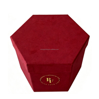 Boîte à fleurs de luxe personnalisée en carton et papier suédé hexagonal de qualité supérieure, boîte cadeau florale pour mariage avec couvercle