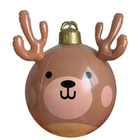 Boule de Noël gonflable de 60 cm en PVC, décoration de Noël géante pour l'extérieur, avec impression de bonhomme de neige et de renne, ornement suspendu