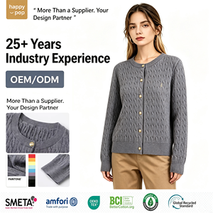 <span class=keywords><strong>Cardigan</strong></span> da <span class=keywords><strong>Donna</strong></span> Personalizzato ODM, Vestibilità Regolare, 100% <span class=keywords><strong>Cotone</strong></span>, Lavorazione a Trecce, Bottoni Frontali, Maniche Lunghe, Antipiega, per Uso Quotidiano Casual - Product Image 1