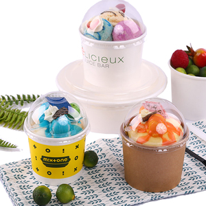 Sustainable 100ml200ml300ml475ml custom disposable frozen yogurt ice cream paper cup tub unique box plastic packaging containers