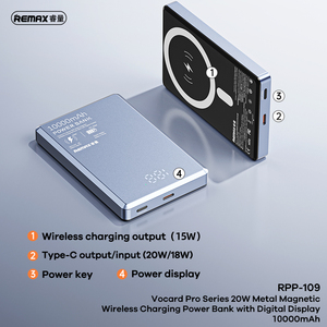Banco de Energía Inalámbrico Magnético Ultrafino de 20W con Logotipo Personalizado al por Mayor, 10000mAh RPP-109 20W R - Product Image 2