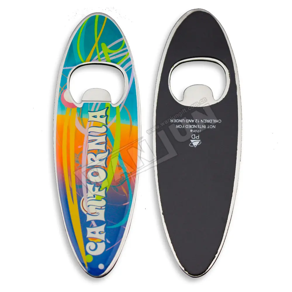 Factory Custom Metal Beach Fridge Magnet Wholesale Surfboat Bottle Opener Fridge Magnet