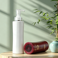 Bouteille de luxe personnalisée en plastique PET Zhongshi avec pompe à pression, modèle cintrée, pour emballage de savon, shampoing, lotion corporelle, gel douche et faux cils