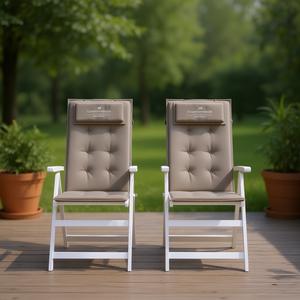 Juego de 2 cojines para silla de respaldo alto color taupe, resistentes al agua, acolchados, extraíbles, lavables, para todas las estaciones - Product Image 2