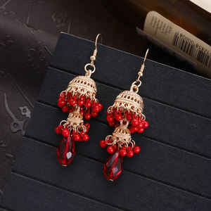 女式复古波西米亚金耳环雕刻铃铛串珠流苏长民族部落印第安饰品时尚悬挂 - Product Image 4