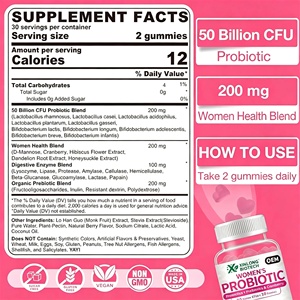 Gomitas Probióticas para Mujeres, 60 Unidades, 50 <span class=keywords><strong>Mil</strong></span> <span class=keywords><strong>Millones</strong></span> de UFC, <span class=keywords><strong>Diez</strong></span> Cepas, Mezcla de Arándanos, Suplemento para el Cuidado de la Salud, OEM ODM - Product Image 3