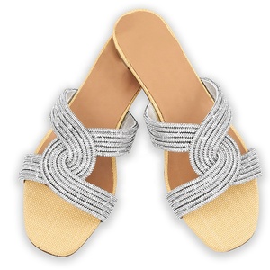 <strong>Jeweled</strong> Bridesmaid Wholesale Slides Slippers Can Be Customized Gold Bling Rhinestone Flats Heel Women <strong>Sandals</strong> - Product Image 2