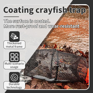 Cestino da pesca portatile in metallo e trappola per gabbia di aragosta da pesca con fondo - Product Image 2
