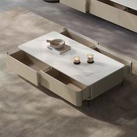Ensemble de salon moderne en pierre frittée de luxe léger, table basse et console TV, durable, portable, design minimaliste, pour grands et petits espaces