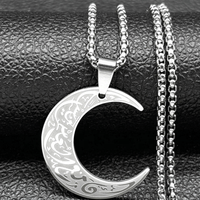 Collier simple en forme de lune arabe pour hommes et femmes, chaîne serpent courte en acier inoxydable, pendentif tendance, cadeau