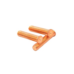 <b>M3</b>-M10 Nickel Tin & Copper Plated Brass Weld Stud <b>Screw</b> Flat Head Style ISO 13918 Compliant Metric Measurement System - Product Image 5