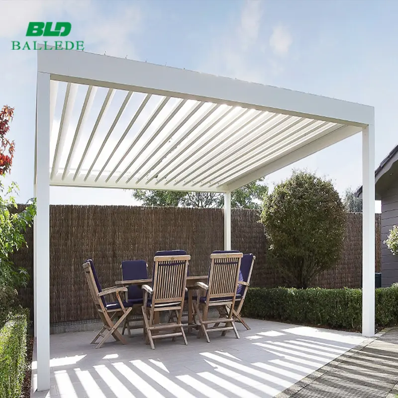 Design alla moda tetto apribile patio In lega di Alluminio pergolato con schermo di segretezza