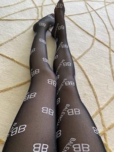 ब्रांड लोगो पत्र प्रिंट टाइट्स पैंटीहोज 2022 फैशन ट्रेंड ब्लैक सिल्क पैंटीहोज ग्ज मोज तेजी से डिजाइन किए गए टाइट्स - Product Image 3