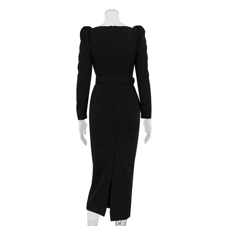 White Zip-up Slit Slim Long Sheath Pencil Dress for Women