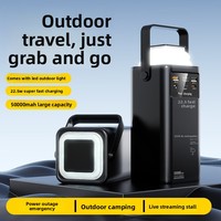 Batterie externe transfrontalière grande capacité 50000 mAh avec lampe LED pliable, alimentation mobile partagée pour extérieur, sortie multi-USB en plastique
