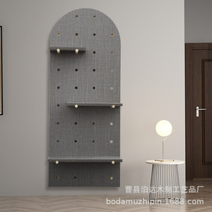 Pegboard Wall Mounted <b>Storage</b> Rack Solid Wood Modern Simple Design For <b>Kitchen</b> Living Room Bedroom Shelf - Product Image 4