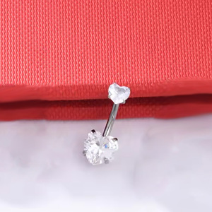 Anneaux de nombril avec zircon en forme de cœur et de cercle, sertis à griffes, bijoux de corps en titane pour piercing, cadeau - Product Image 4