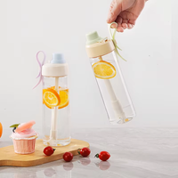 Bouteilles d'eau réutilisables en plastique Tritan sans BPA de 750 ml (25 oz) pour enfants, style minimaliste américain, pour sports de plein air, avec corde d'accroche directe