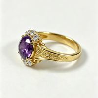 Bague en Améthyste Violette Profonde Naturelle, Argent Sterling S925, Bijoux Fins pour Anniversaire et Fêtes, pour Femme